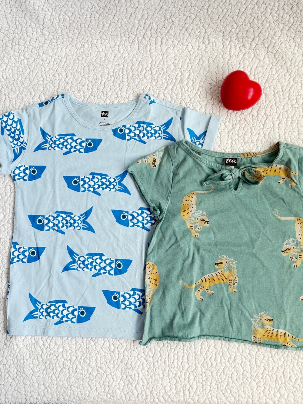 Tea Collection Blue Fish & Green Tiger Printed Tees